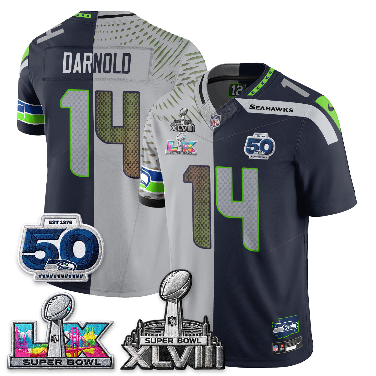 Seattle Seahawks SB LX Champs Split Edition Vapor Jersey - Stitch