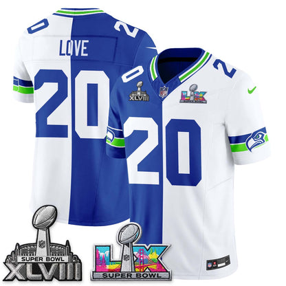 Seattle Seahawks Throwback 2 SB Patches Vapor Jersey - Stitched
