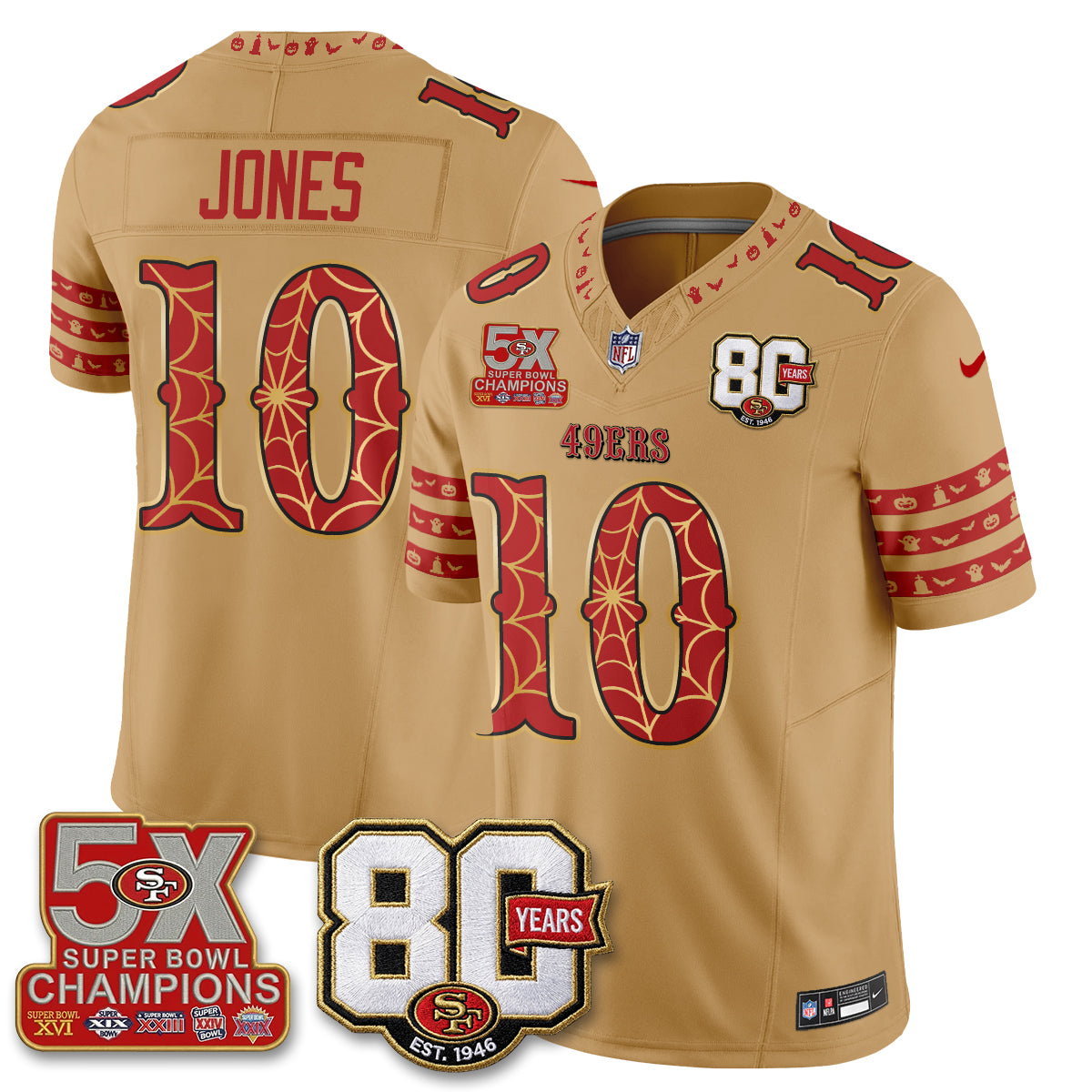 San Francisco 49ers Spooky Edition Vapor Jersey - Stitched