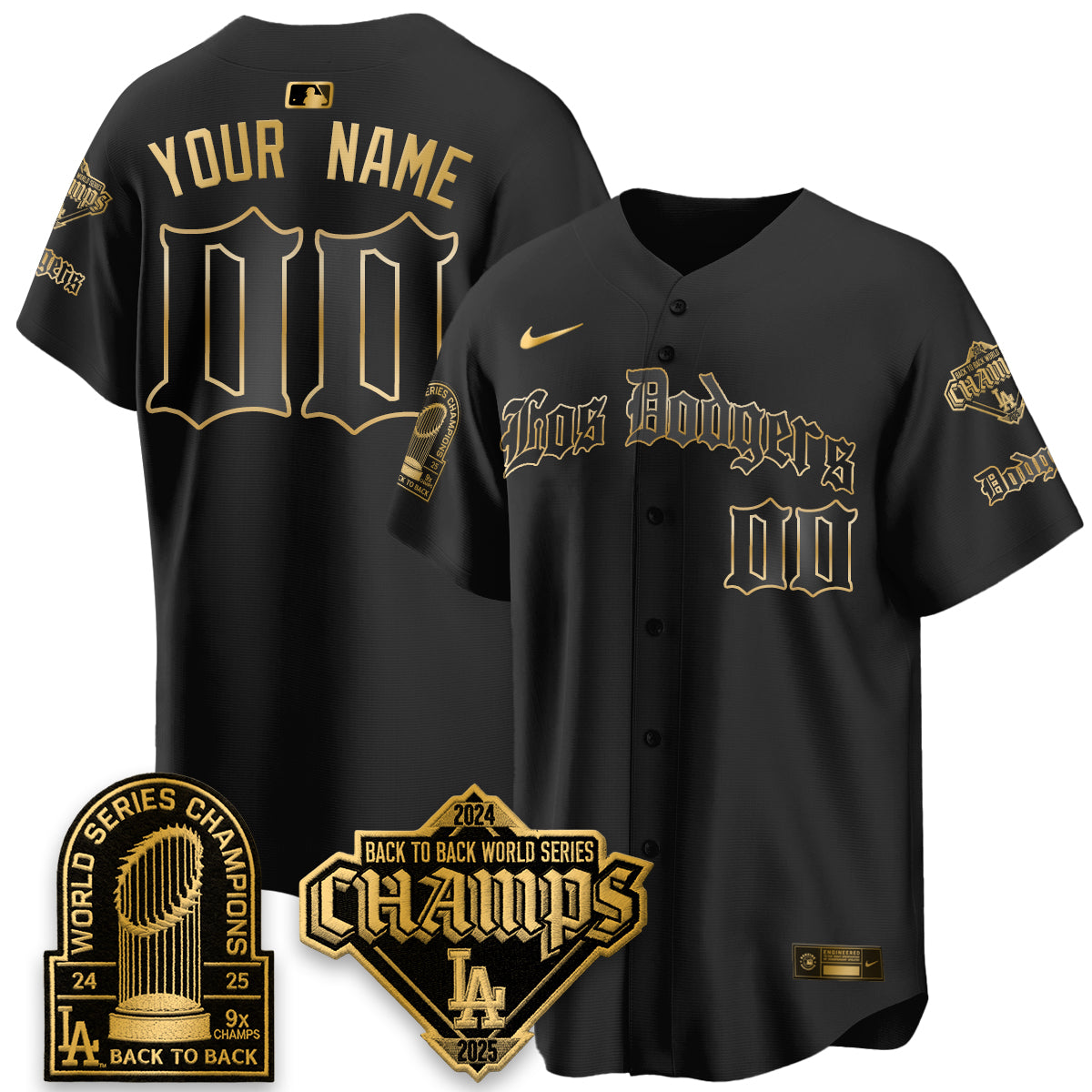 LAD World Series Champions B2B Patch Vapor Premier Limited Gothic Edition Custom  Jersey - All Stitched