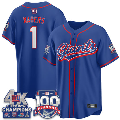 New York Giants 4X Champs & 100 Anniversary Vapor Baseball Jersey - Stitched