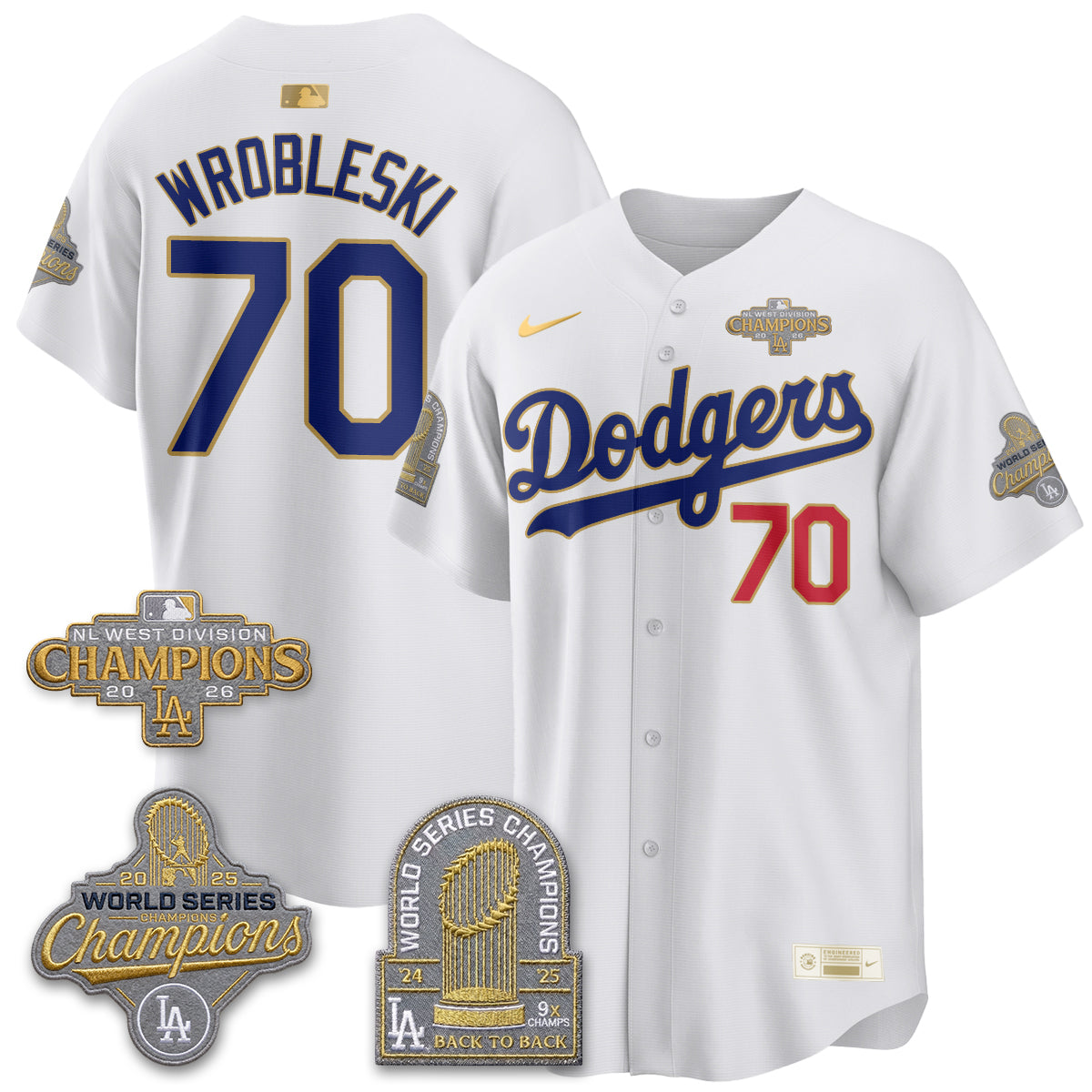 LAD 2026 NL West Champs Gold Vapor Jersey- Stitched