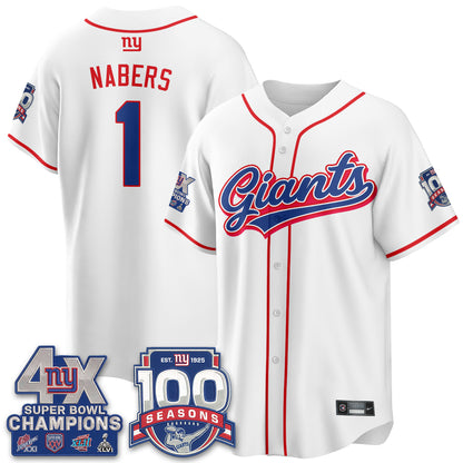 New York Giants 4X Champs & 100 Anniversary Vapor Baseball Jersey - Stitched