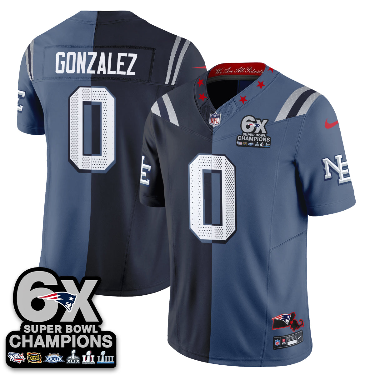 NE Rivalries Split Edition Vapor Jersey - Stitched