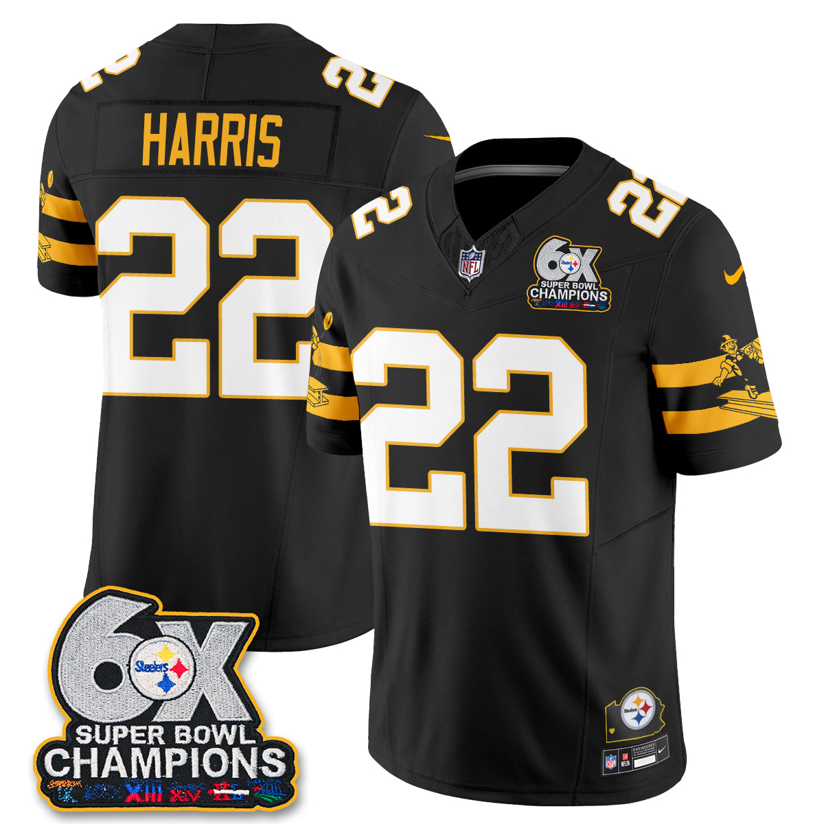 PIT 6X Champs Throwback V2 Vapor Jersey - Stitched