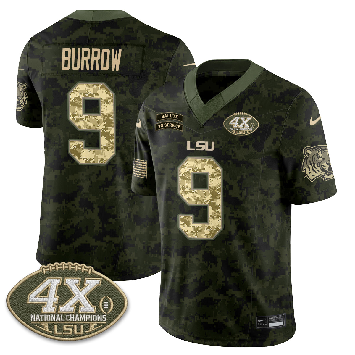 LSU Tigers 2026 Salute to Service Vapor Jersey - Stitched