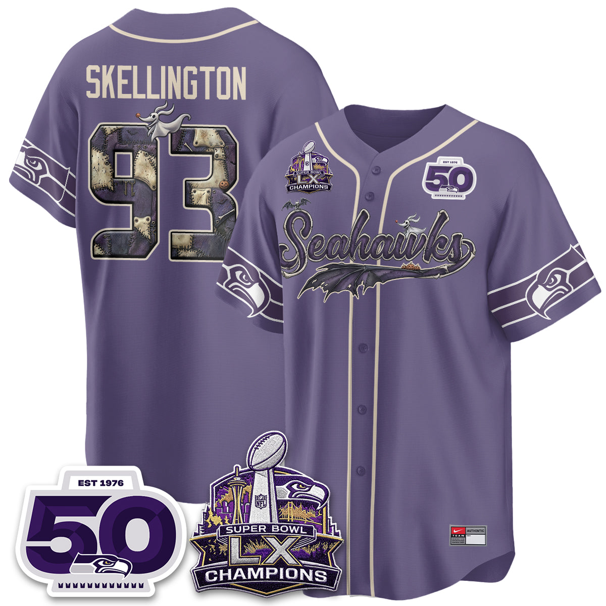 Seattle Seahawks 2026 Nightmare Edition Vapor Baseball Jersey - Stitched