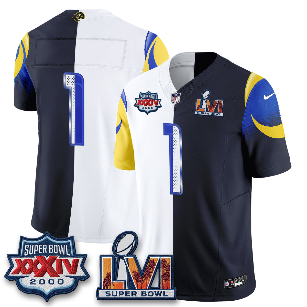 Los Angeles Rams Rivalries Split Vapor Jersey - Stitched