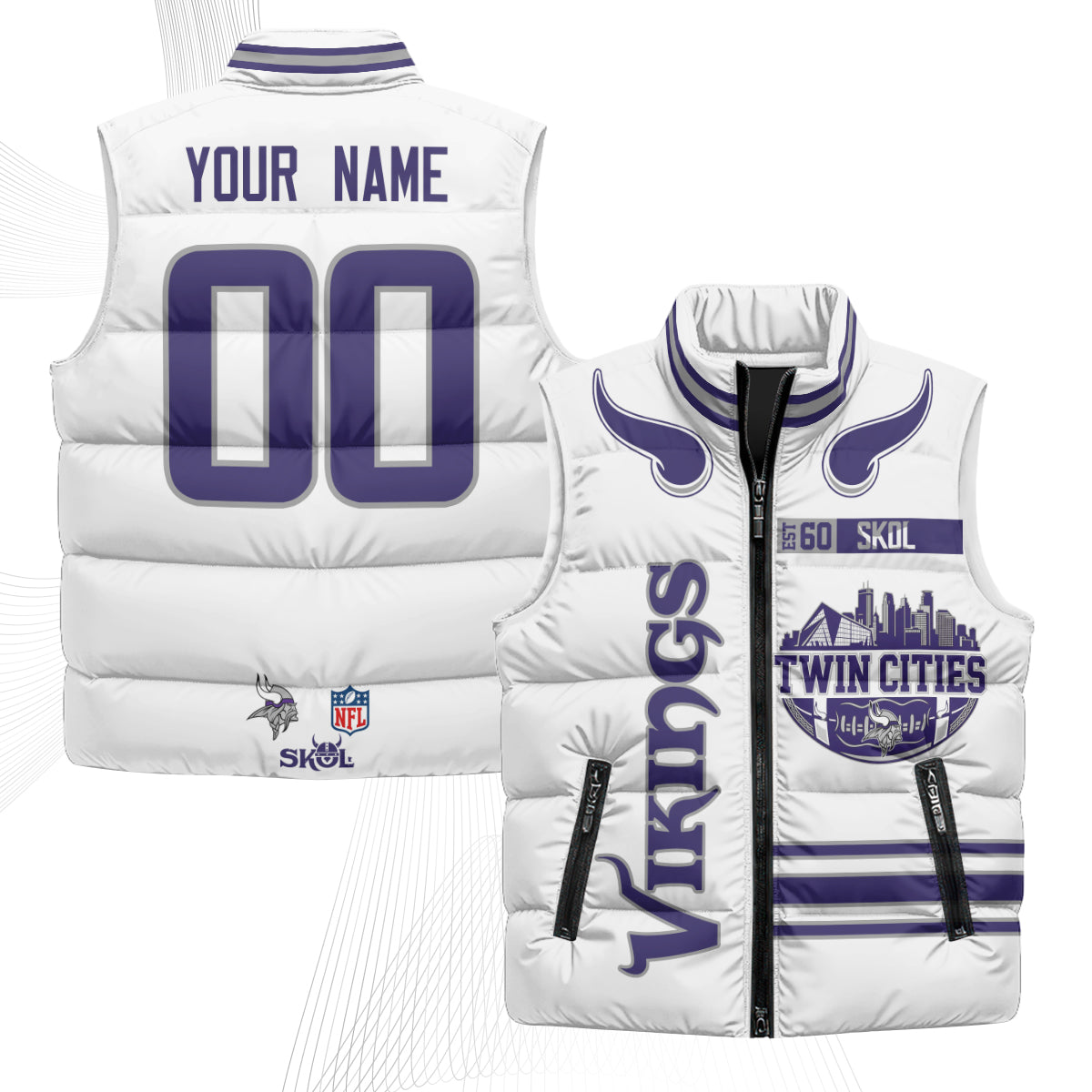 MIN Twin City Custom Puffer Vest - Printed