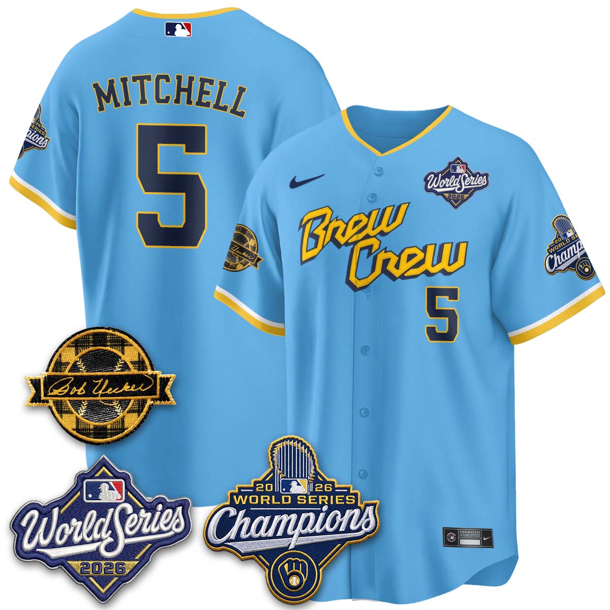 MIL 2026 WS Champions - Bob Uecker Patch Vapor Jersey - Stitched