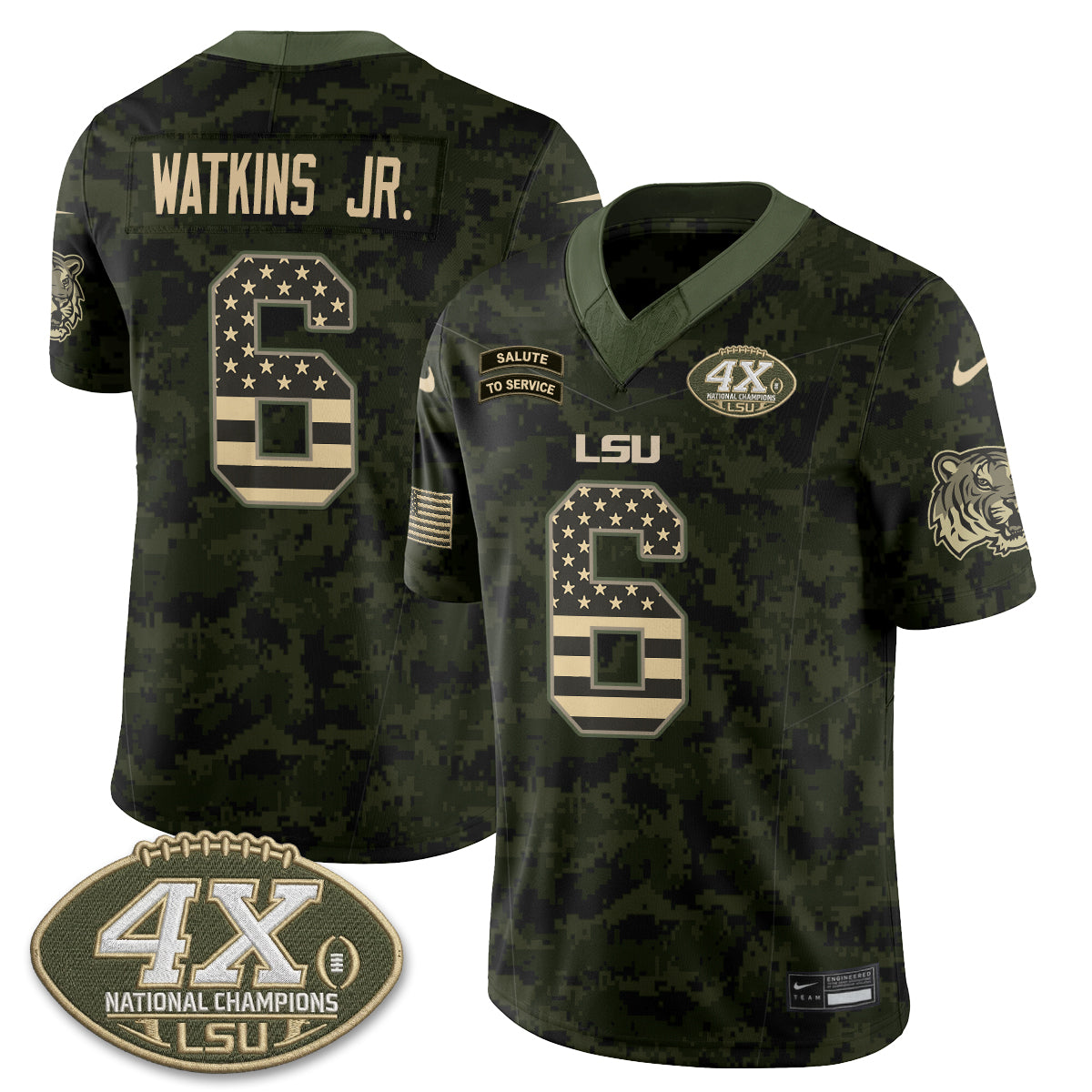 LSU Tigers 2026 Salute to Service Vapor Jersey - Stitched