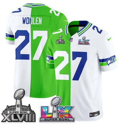 Seattle Seahawks Throwback 2 SB Patches Vapor Jersey - Stitched