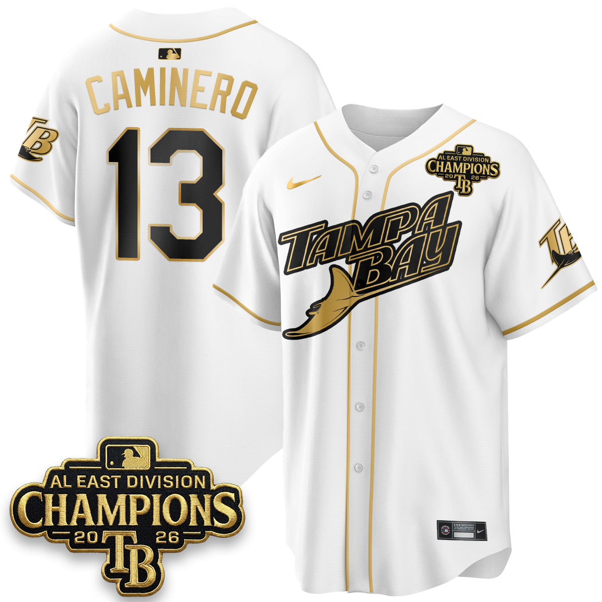 Tampa Bay Rays 2026 AL East Champs Gold Edition Vapor Jersey - Stitched
