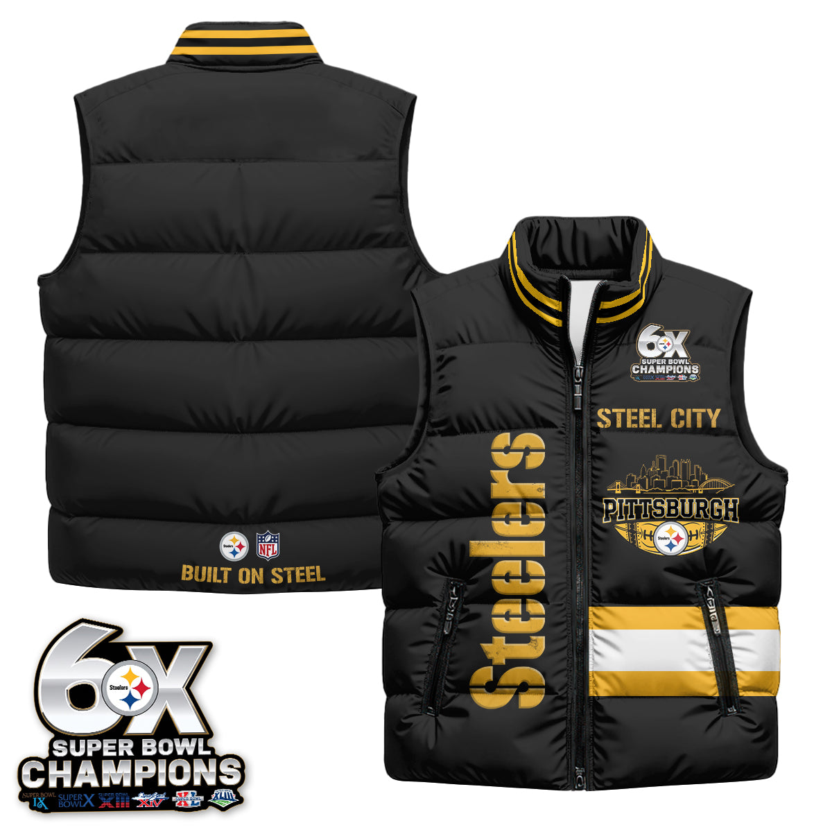 PIT "Steel City" Puffer Vest - Printed