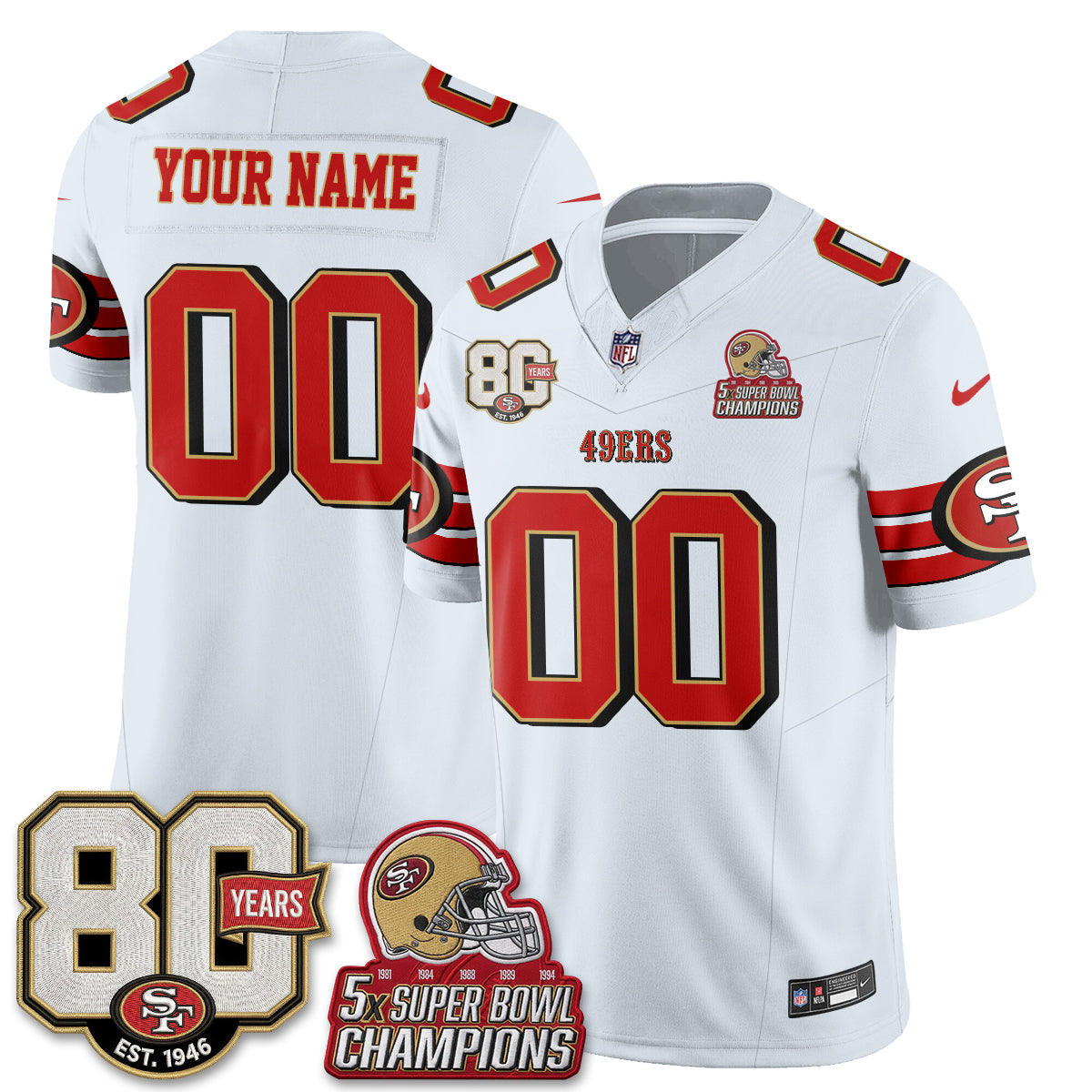 San Francisco 49ers Throwback Vapor Custom Jersey - Stitched
