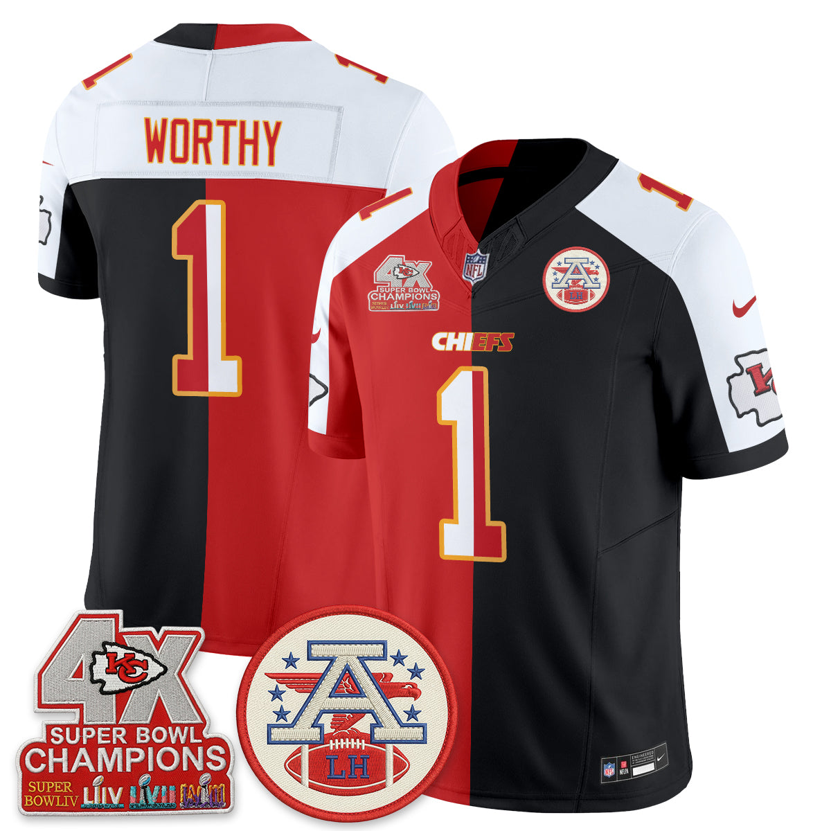 Kansas City Chiefs Split Edition Vapor Jersey - Stitched