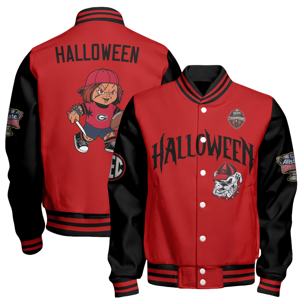 GB x Killer Doll Horror Movie Halloween 2026 Edition Baseball Jacket - Printed