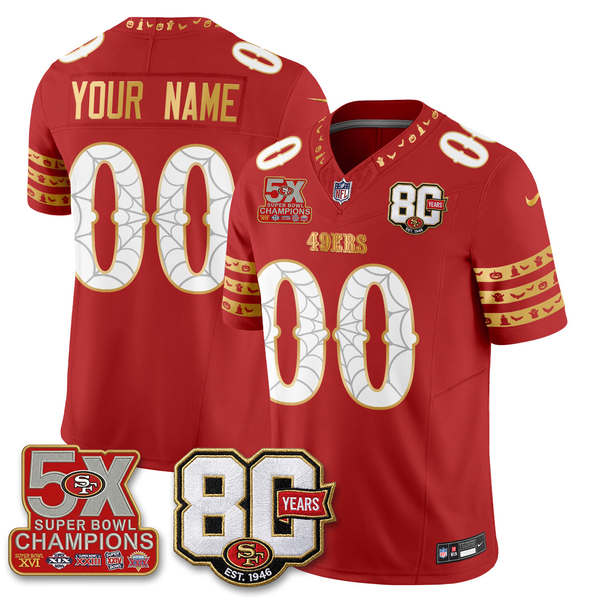 San Francisco 49ers Spooky Edition Vapor Custom Jersey - Stitched