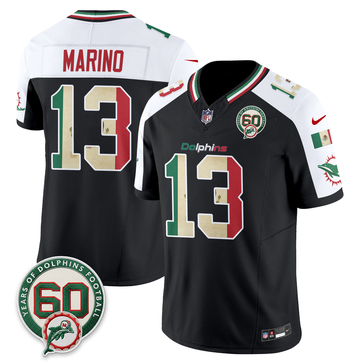 Miami Dolphins Mexico Edition Vapor Jersey - Stitched