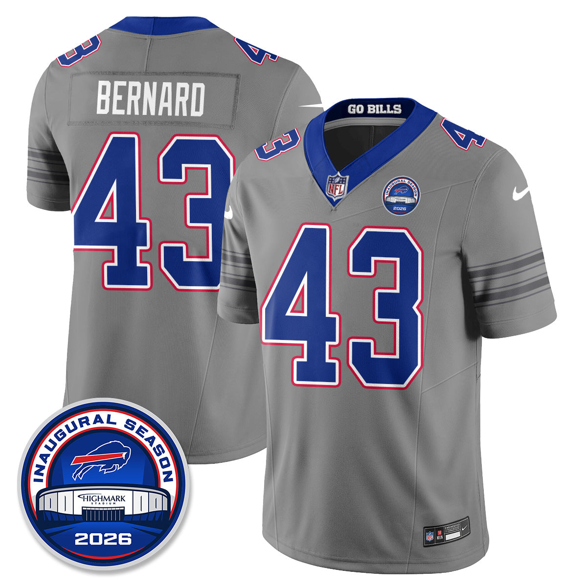 Buffalo Bills Gray Nickel City Vapor Jersey - Stitched