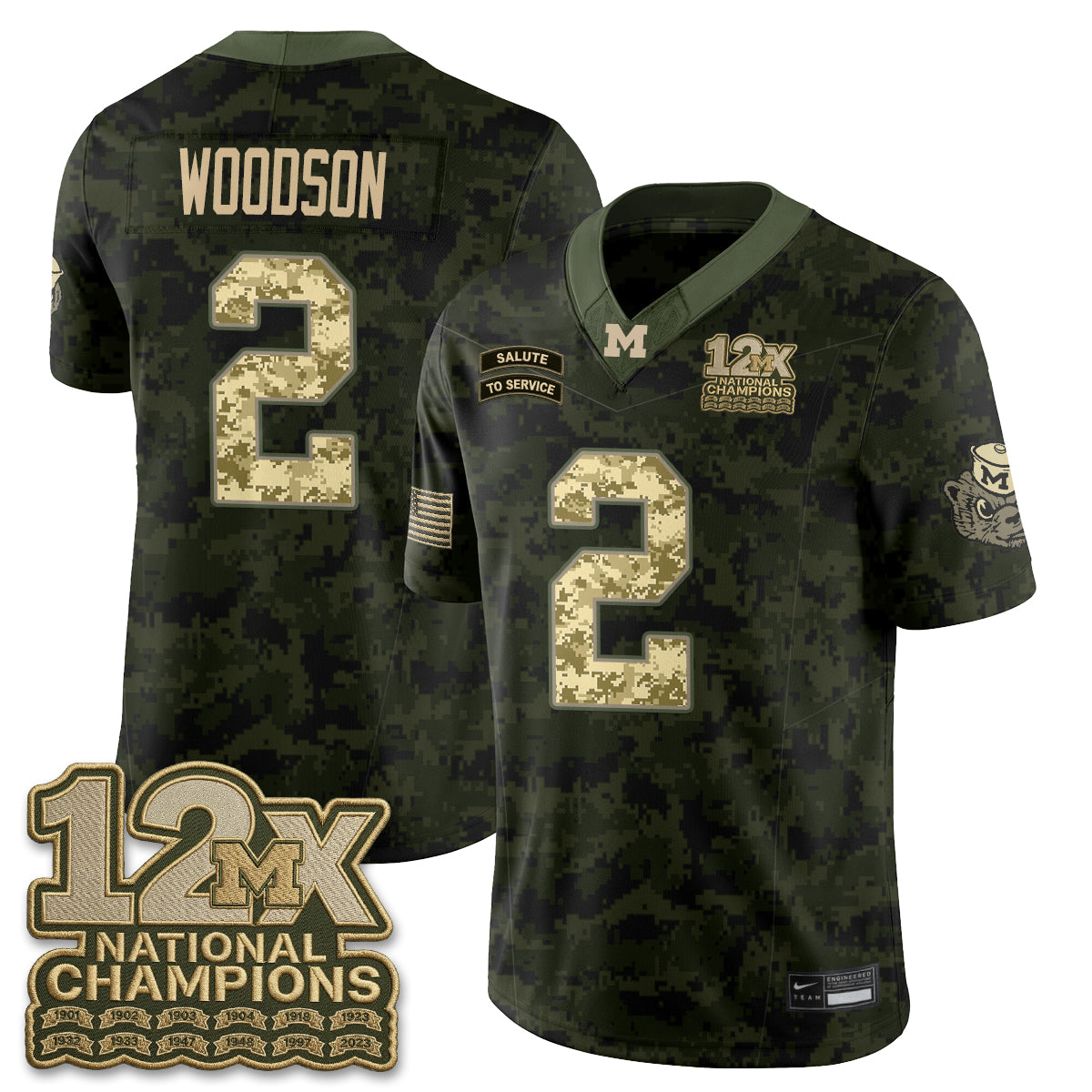 Michigan Wolverines 2026 Salute to Service Vapor Jersey - Stitched