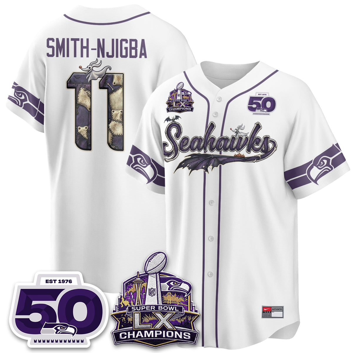 Seattle Seahawks 2026 Nightmare Edition Vapor Baseball Jersey - Stitched