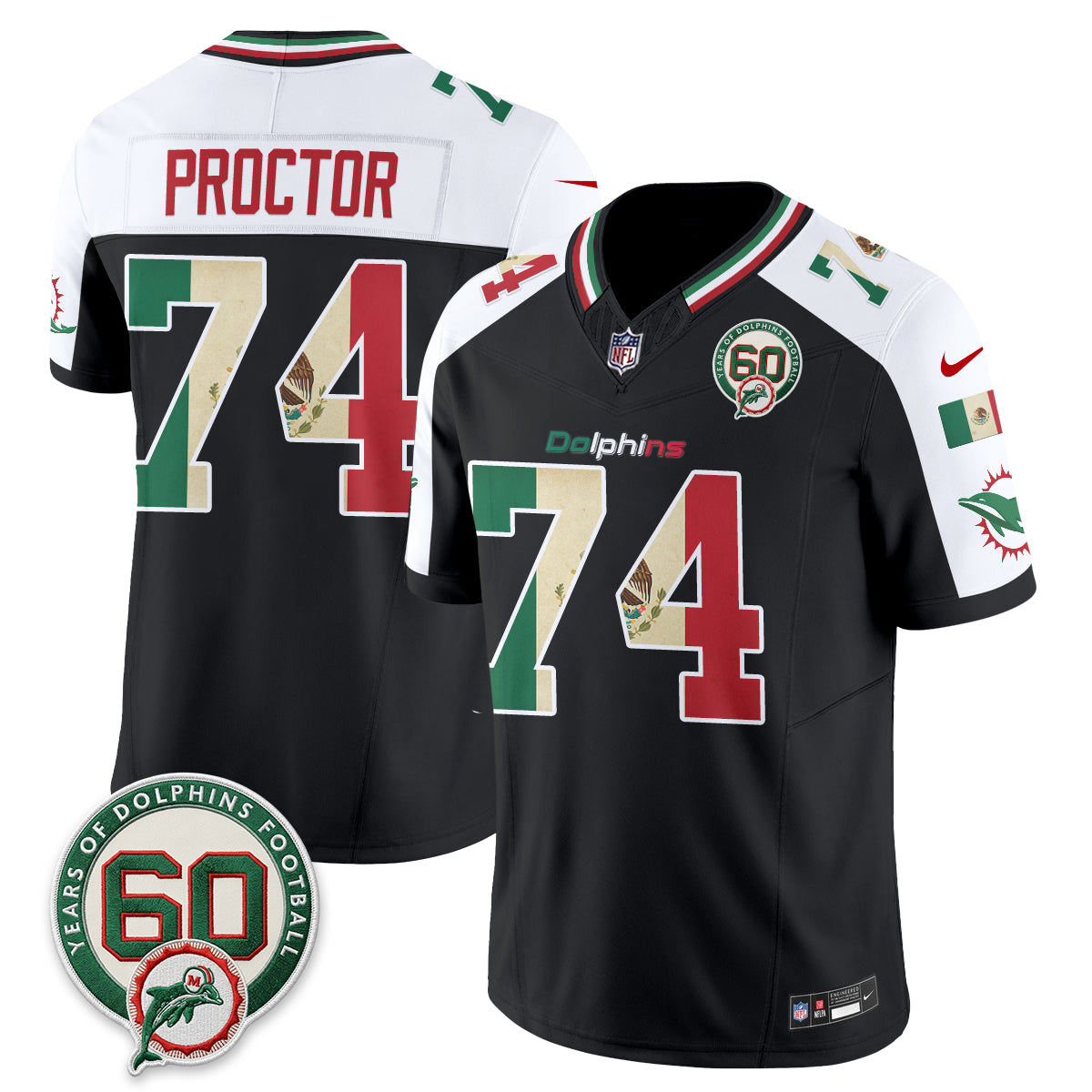 Miami Dolphins Mexico Edition Vapor Jersey - Stitched