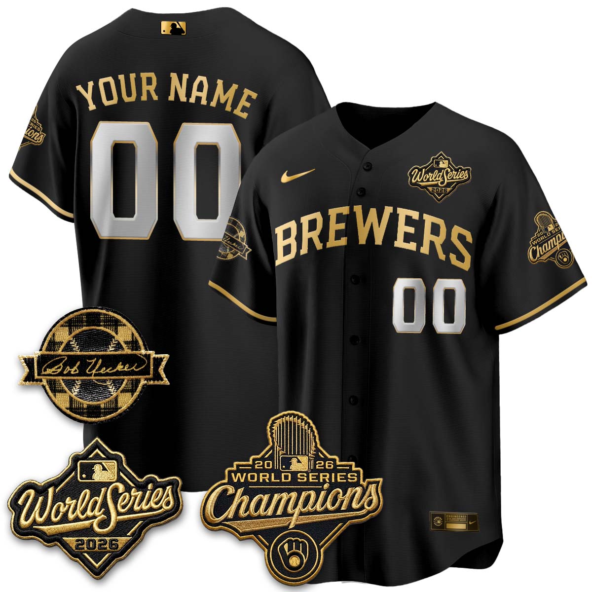 MIL 2026 WS Champions - Bob Uecker Patch Custom Vapor Jersey - Stitched