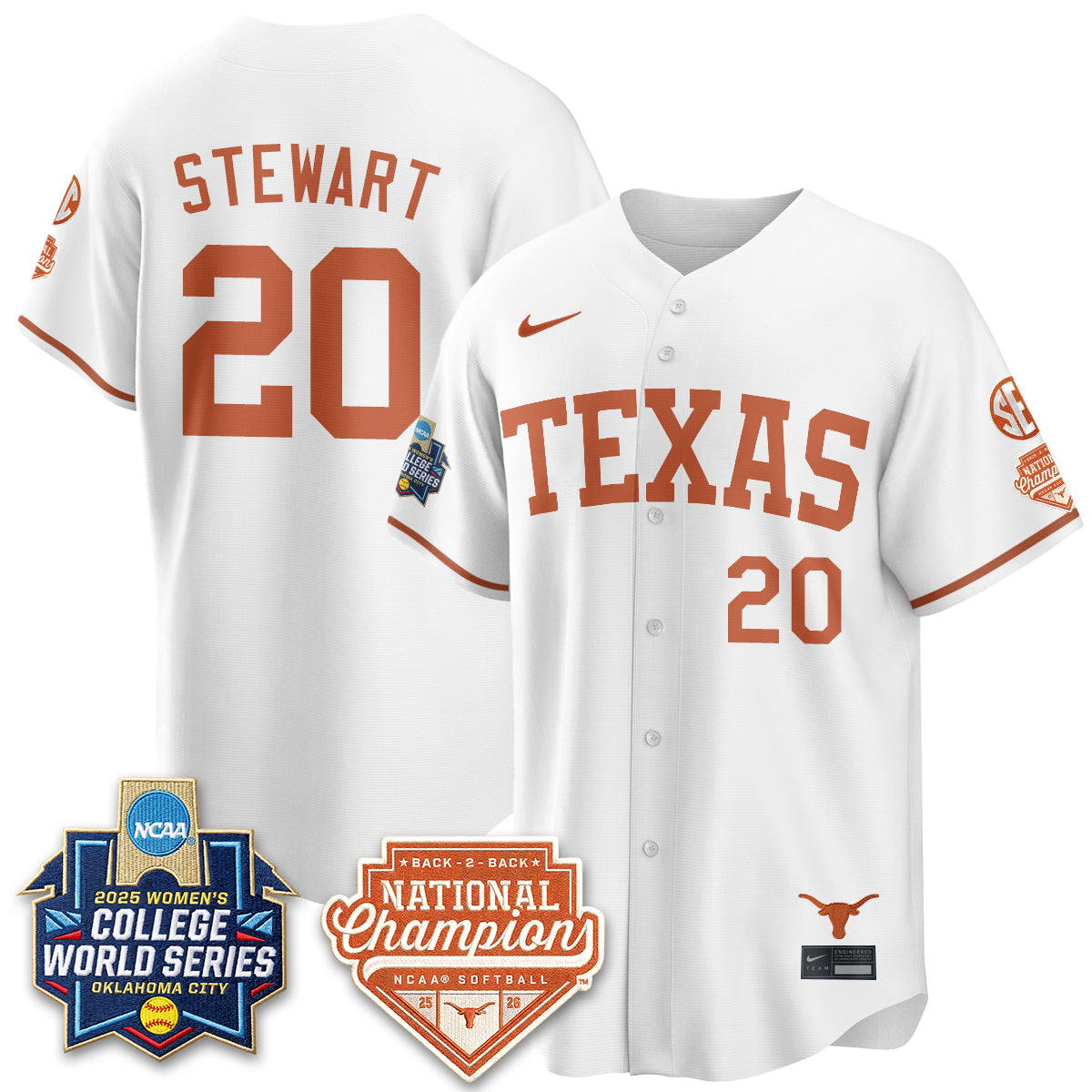 Texas Longhorns Softball 2026 World Series (WCWS) Vapor Premier Limited Jersey - B2B Champs - All Stitched