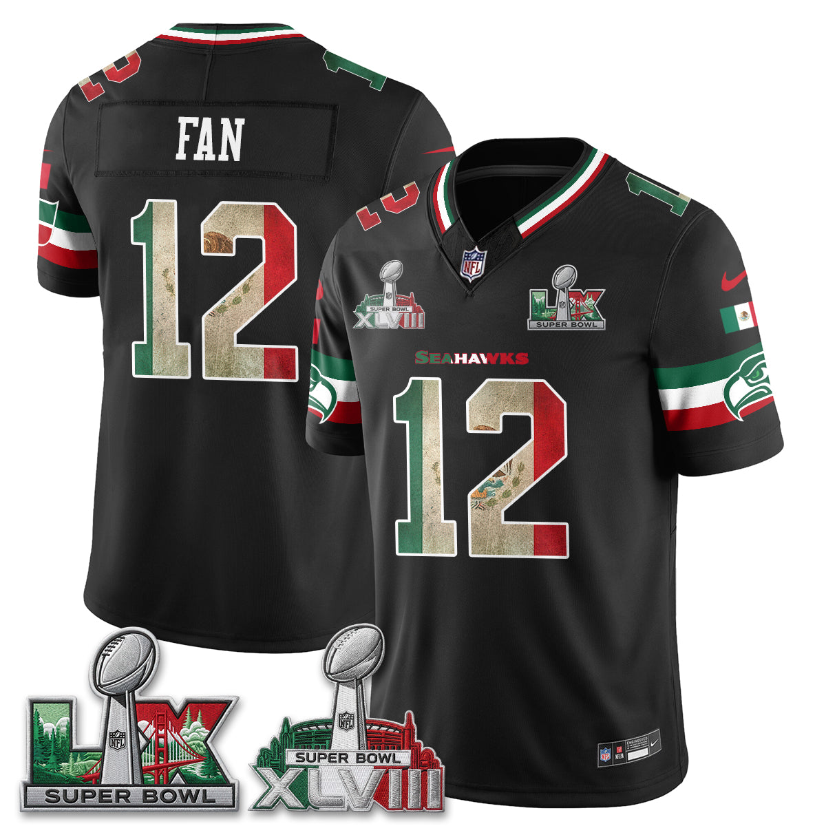 Seattle Seahawks Mexico Edition Vapor Jersey V1- Stitch