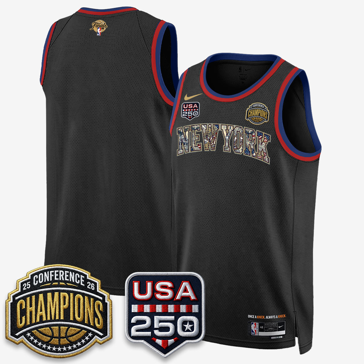 New York Knicks 2026 NBA Eastern Conference Champions x Fourth of July Vapor Jersey - Stitched