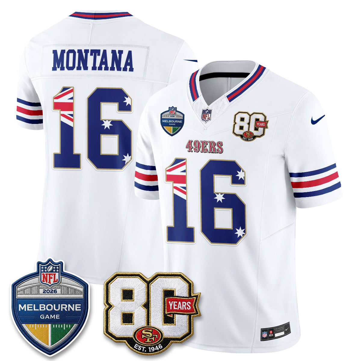 San Francisco 49ers Melbourne Game 2026 Vapor Jersey - Stitched