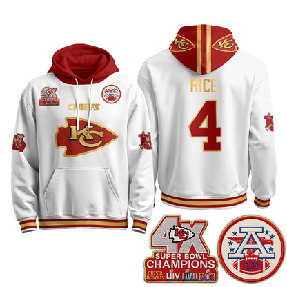 Kansas City Chiefs 4X Champs Gold Edition Hoodie - Stitched