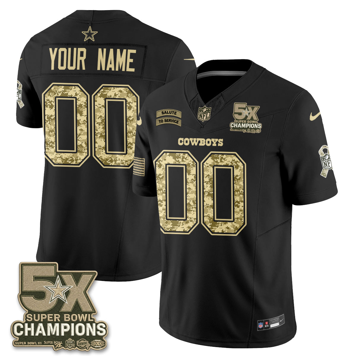 Dallas Cowboys 2026 Salute to Service V3 Vapor Custom Jersey - Stitched