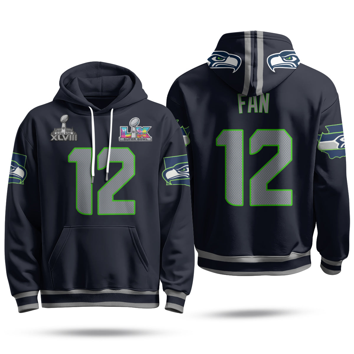 Seattle Seahawks S.Bowl Champs Hoodie - Stitched