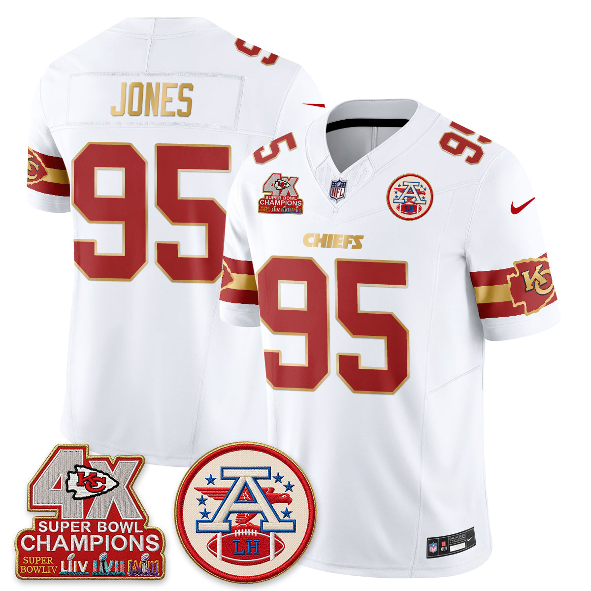 Kansas City Chiefs 4X Champs Gold Edition Vapor Jersey - Stitched