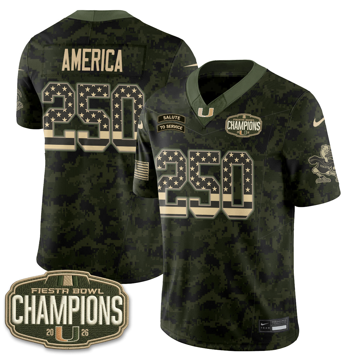 Miami Hurricanes 2026 Salute to Service Vapor Jersey - Stitched
