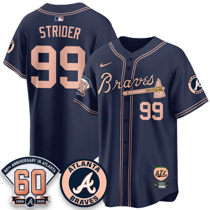 ATL 60th Anniversary Peach Edition Vapor Premier Limited Jersey - All Stitched