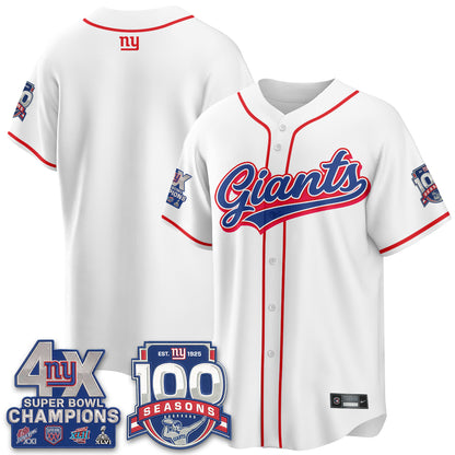 New York Giants 4X Champs & 100 Anniversary Vapor Baseball Jersey - Stitched