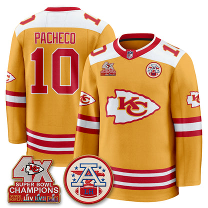 Kansas City Chiefs 4X Champs Edition Hockey Jersey - Stitched
