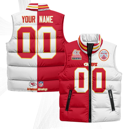 Kansas City Chiefs 4X Champs Gold Edition Custom Puffer Vest - Printed