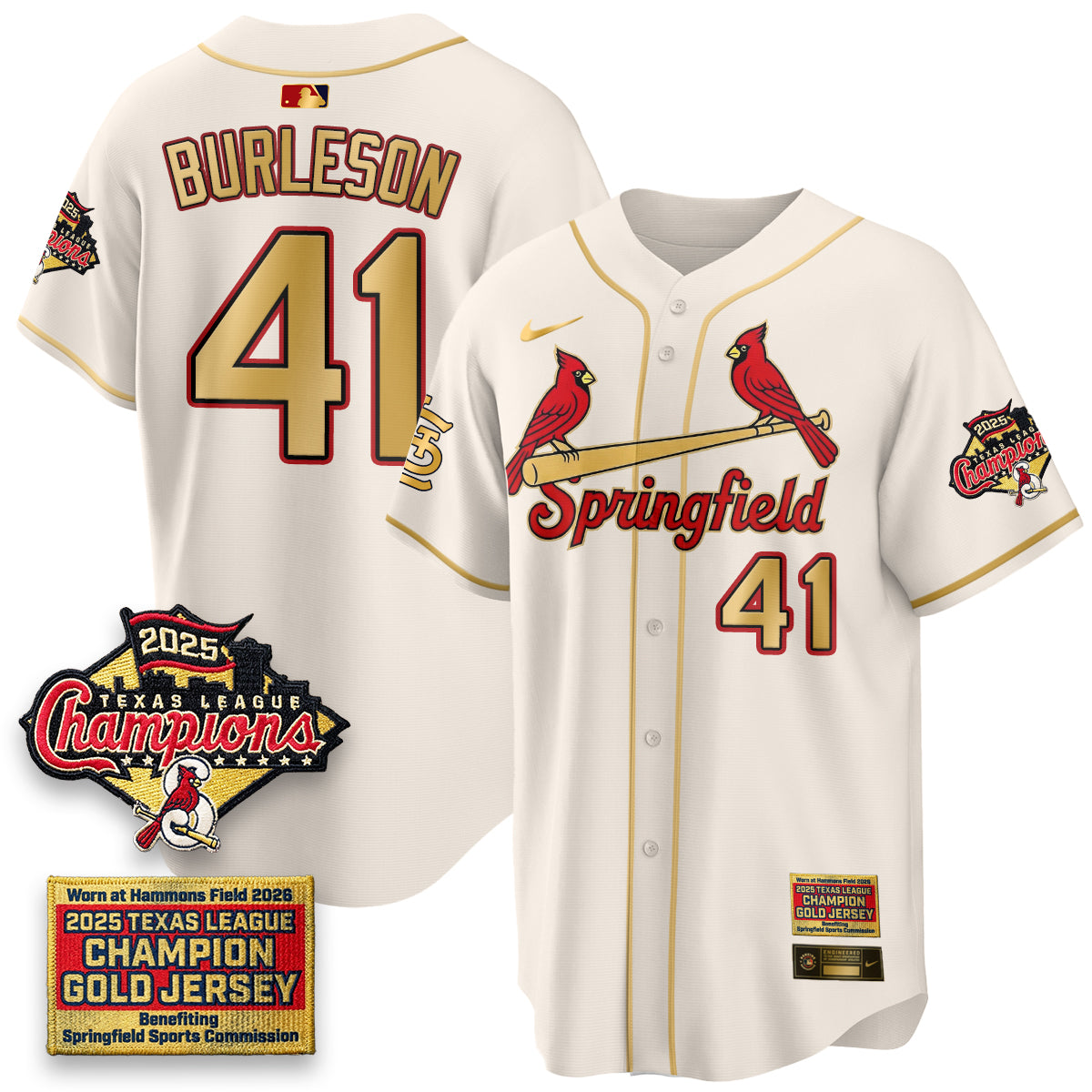 STL Springfield's Championship Gold Limited Jerseys - Stitched