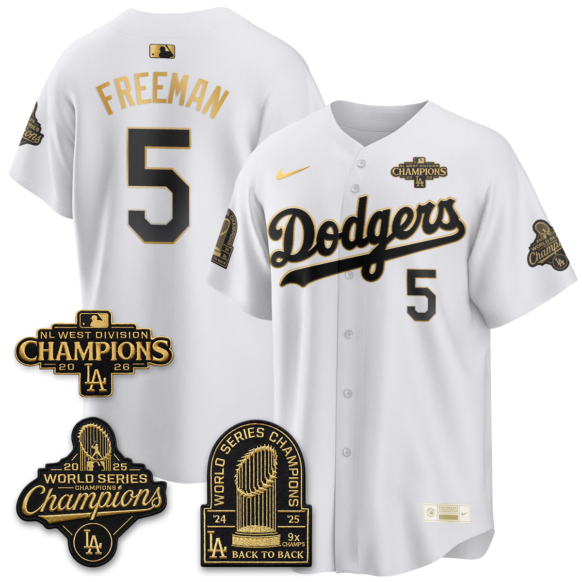 LAD 2026 NL West Champs Gold Vapor Jersey- Stitched