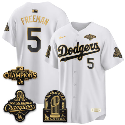LAD 2026 NL West Champs Gold Vapor Jersey- Stitched