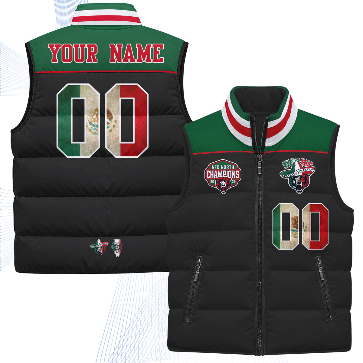 CHI Mexico Style Custom Puffer Vest - Printed V2