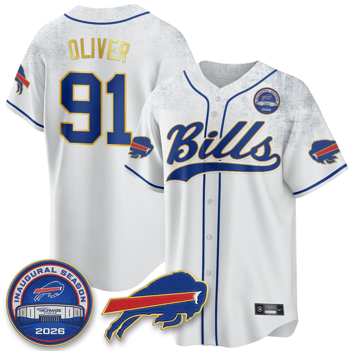Buffalo Bills 2026 Gold Trim Baseball Edition Vapor Jersey - Stitched