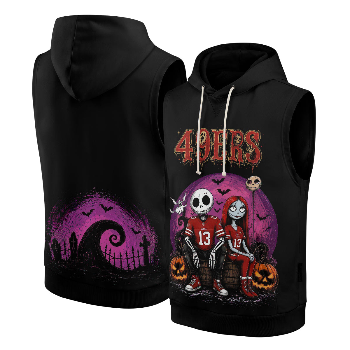 SF x Skeleton Gentleman & Rag Doll Bride Edition Sleeveless Hoodie Tank Top - Printed