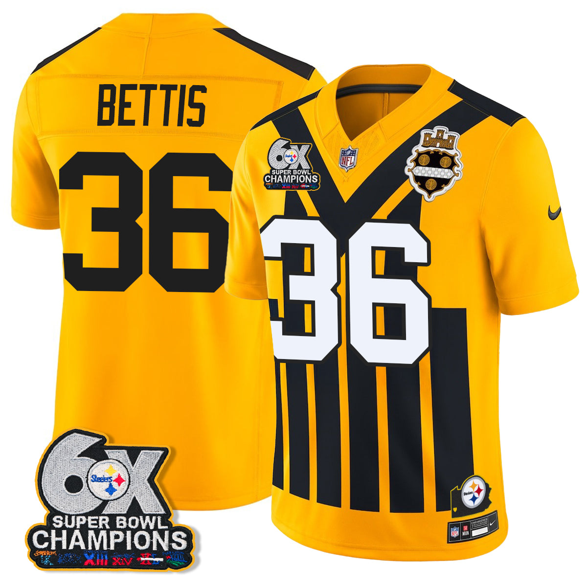 PIT 6X Champs Throwback V2 Vapor Jersey - Stitched