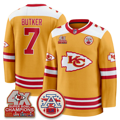 Kansas City Chiefs 4X Champs Edition Hockey Jersey - Stitched