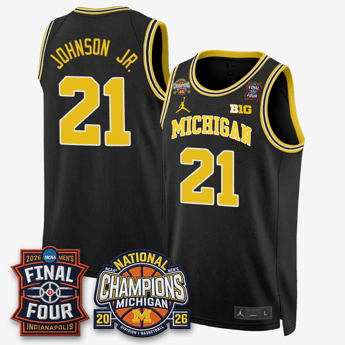 MICH Men's Basketball National Champions Big Text Limited Vapor Jersey - All Stitched